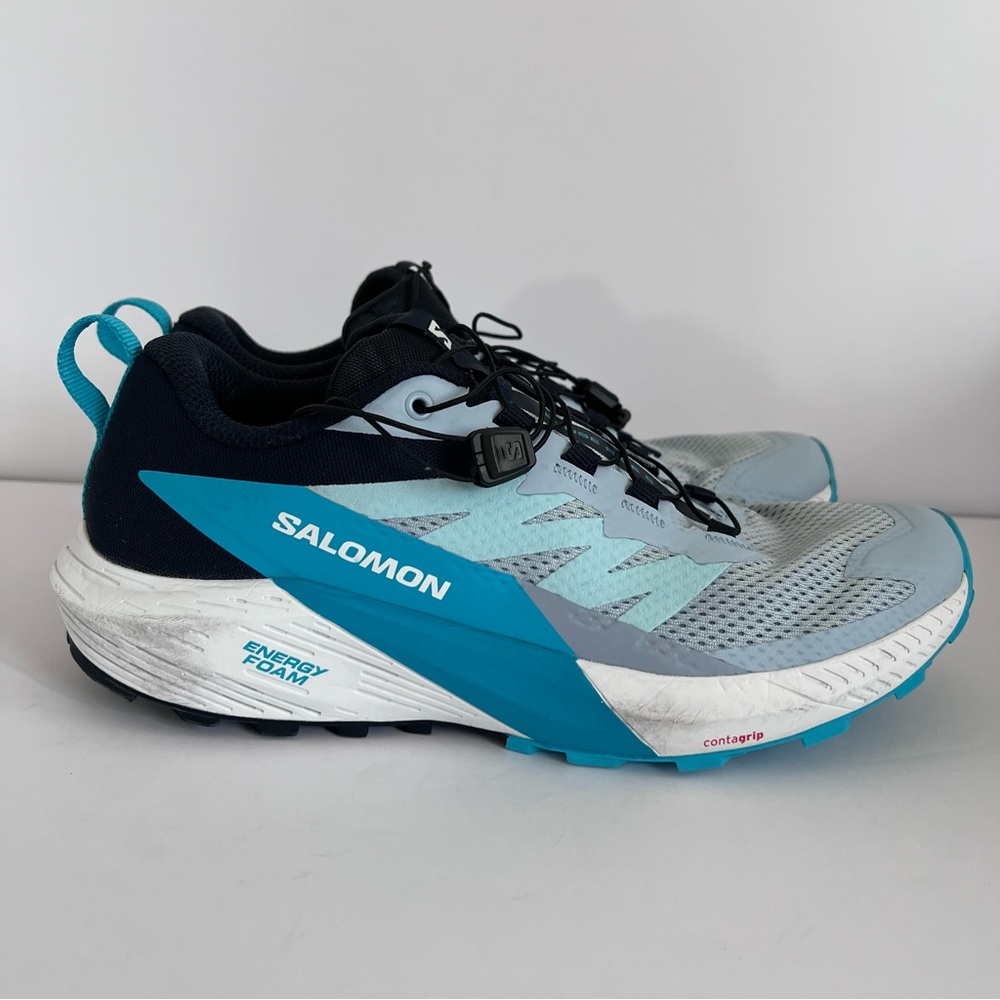 🥾 Salomon Sense Ride 5 Trail Running Shoes Blue Gray Contagrip Women’s 9.5